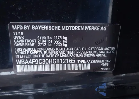 2017 BMW 430I Gran Coupe xDrive z USA, uszkodzony, nr VIN WBA4F9C30HG812165